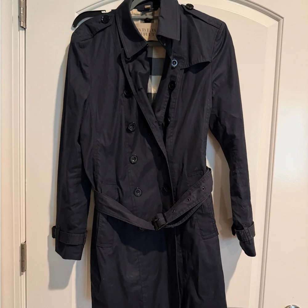 Burberry Brit Navy Trench coat USA 12 removable liner and hood - Picture 3 of 10